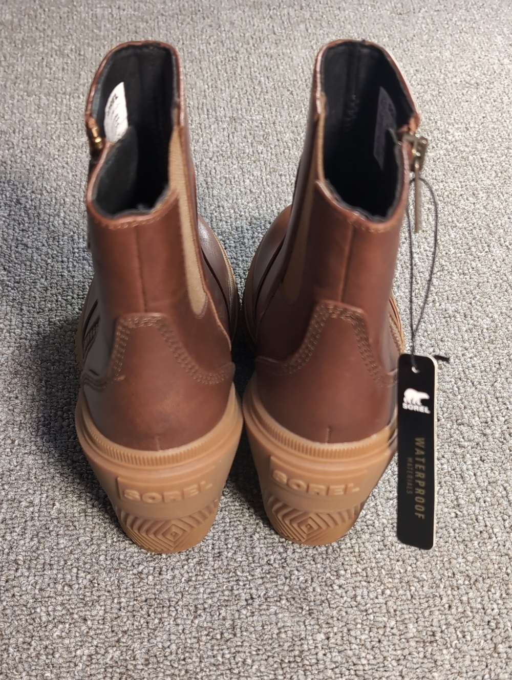 NWT SOREL Ona Ave Zip Wedge Boots Size 6.5 in Velvet Tan/Gum - Picture 5 of 9